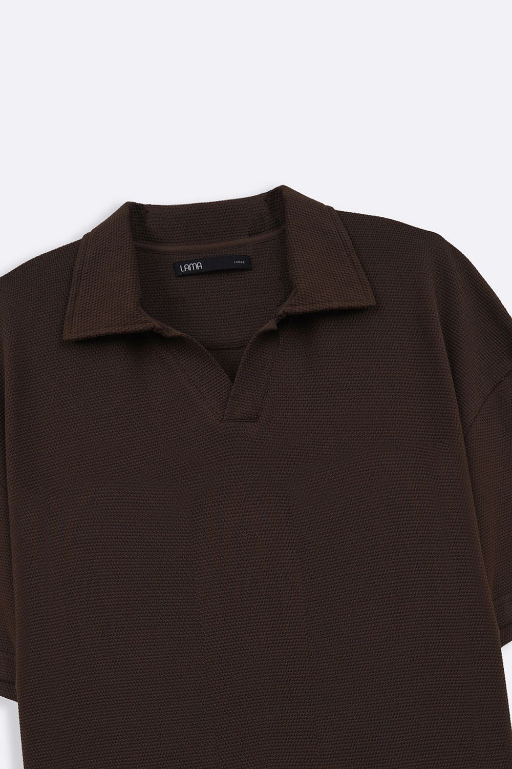 BROWN OPEN COLLAR RESORT POLO