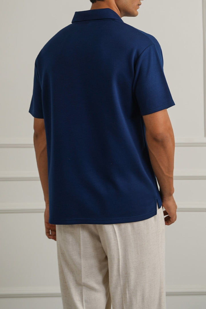 NAVY EASY KNITTED POLO