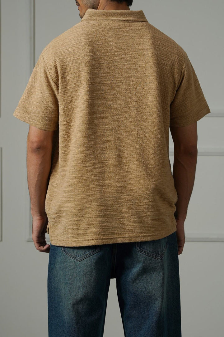 SAND TEXTURED ZIPPER POLO