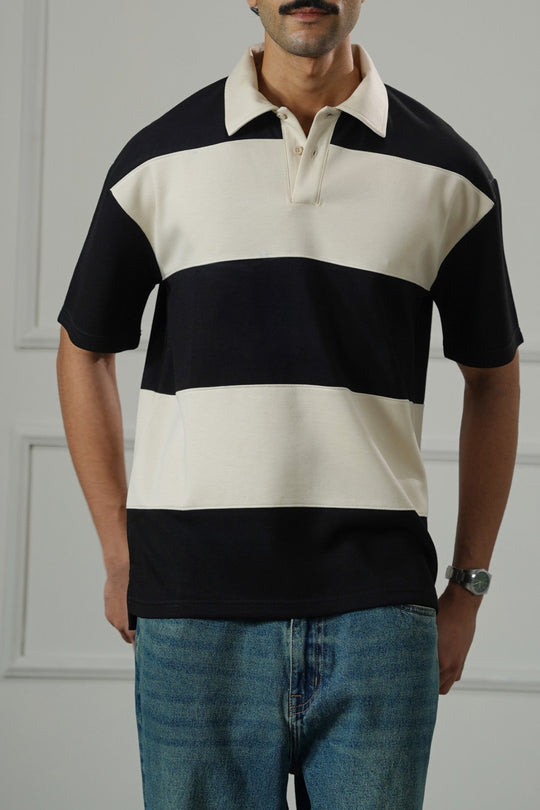 BLACK SOFT RUGBY POLO