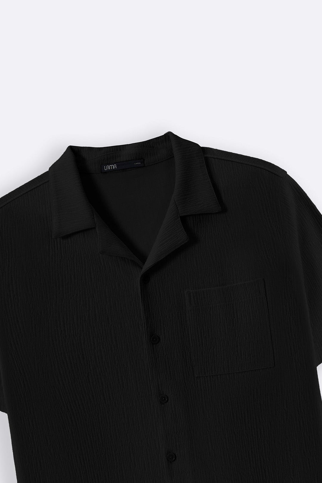 BLACK TEXTURED KNITTED SHIRT