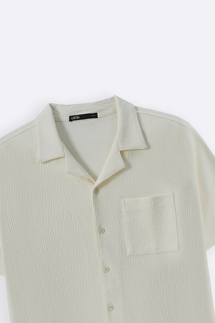 CREAM TEXTURED KNITTED SHIRT