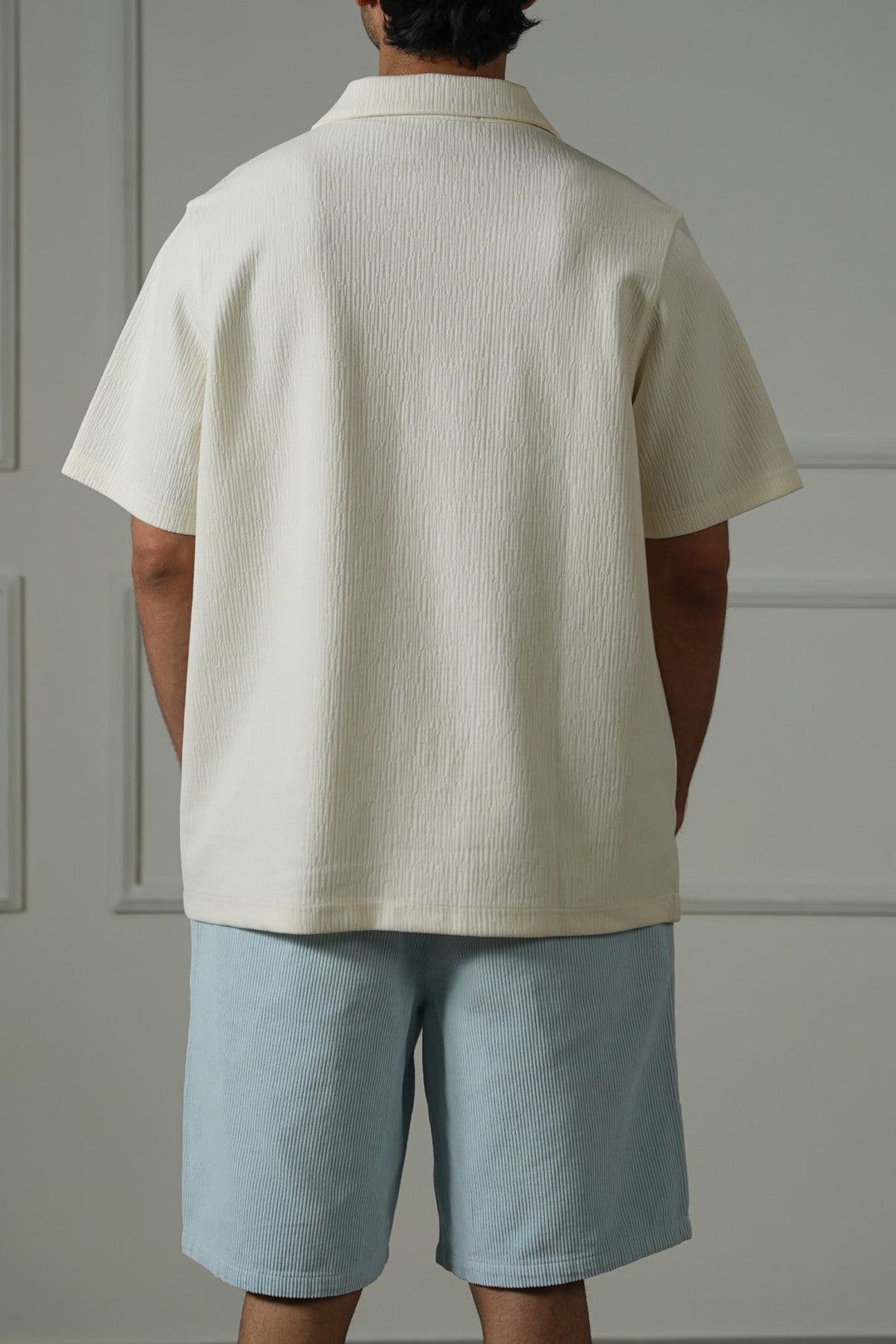 CREAM TEXTURED KNITTED SHIRT