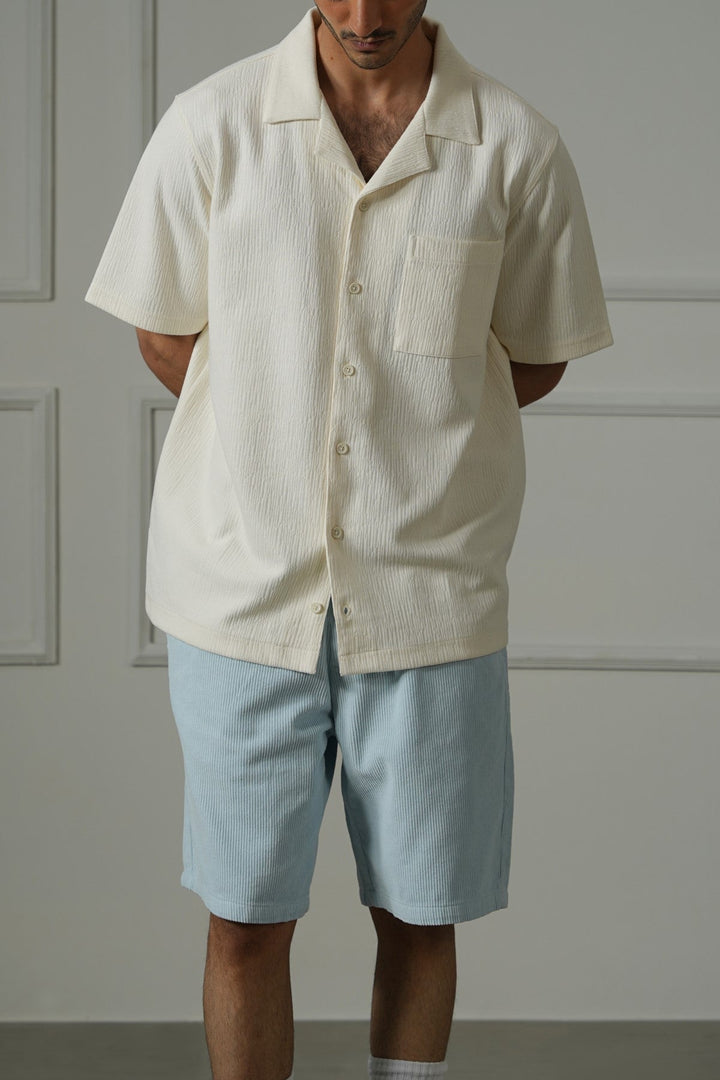 CREAM TEXTURED KNITTED SHIRT