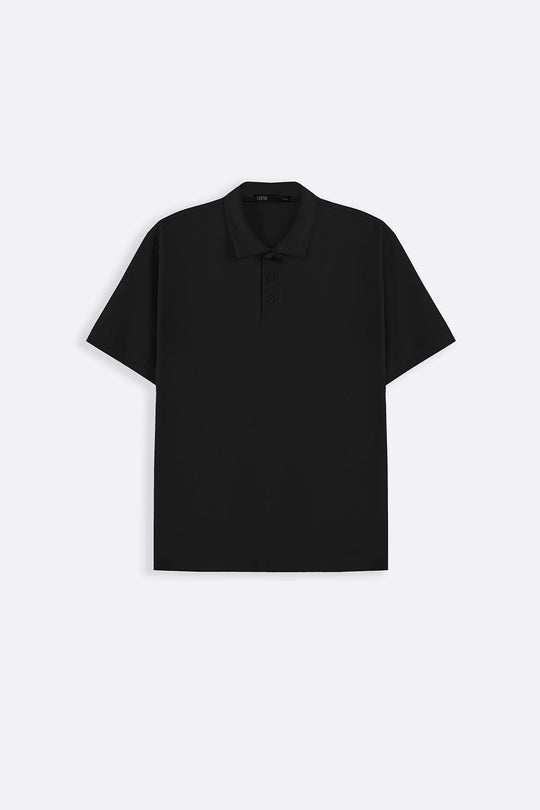 BLACK TENCEL COTTON POLO
