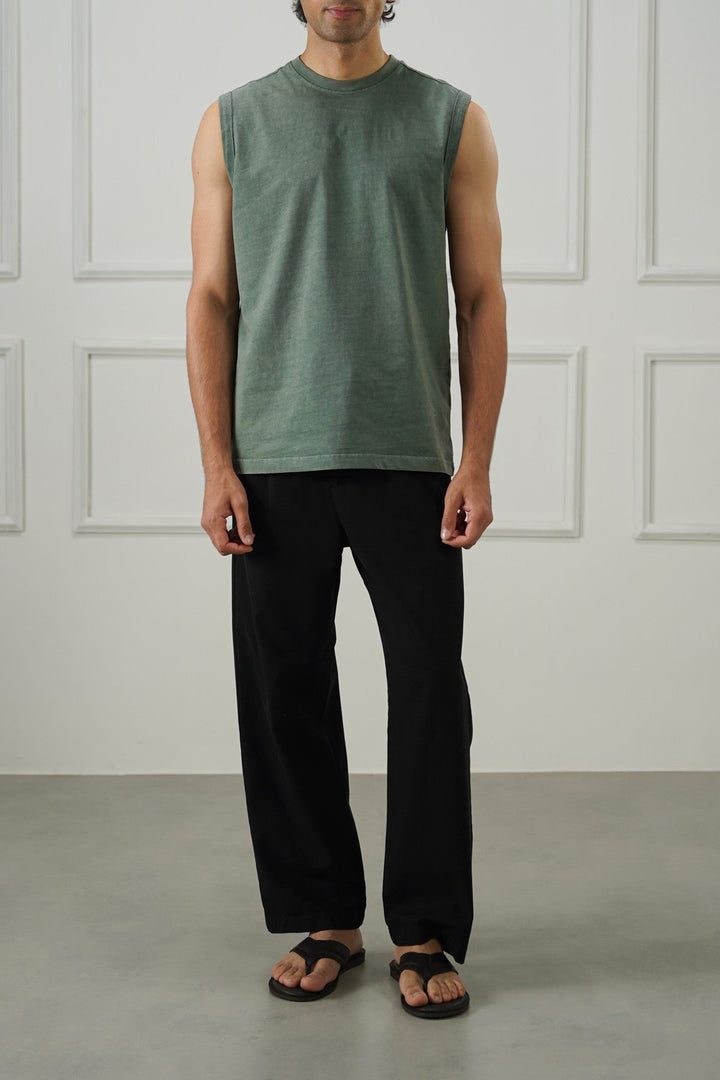 OLIVE WASHED EFFECT TANK TOP