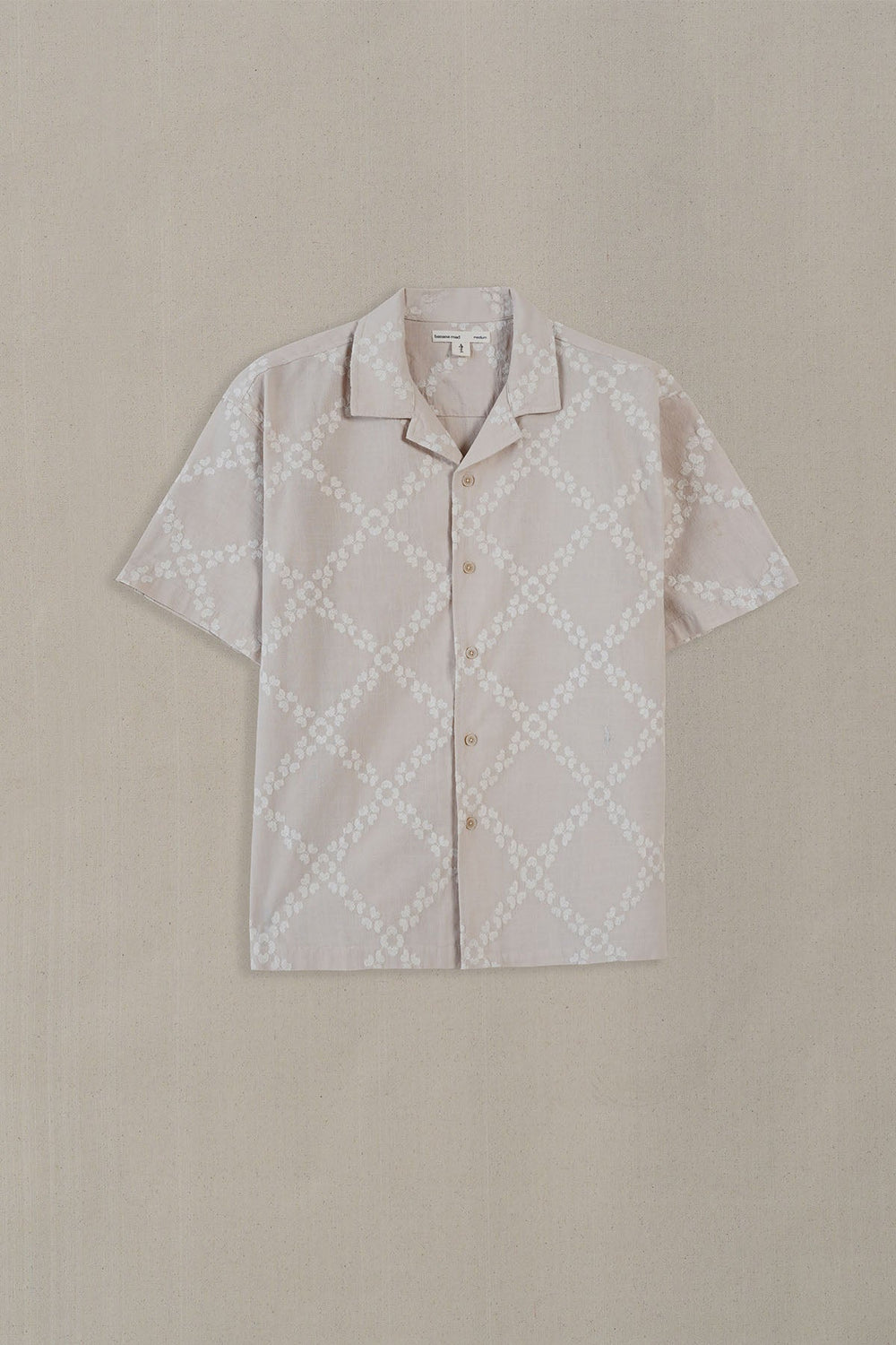 BEIGE MONTEGO BAY EMBROIDERED SHIRT
