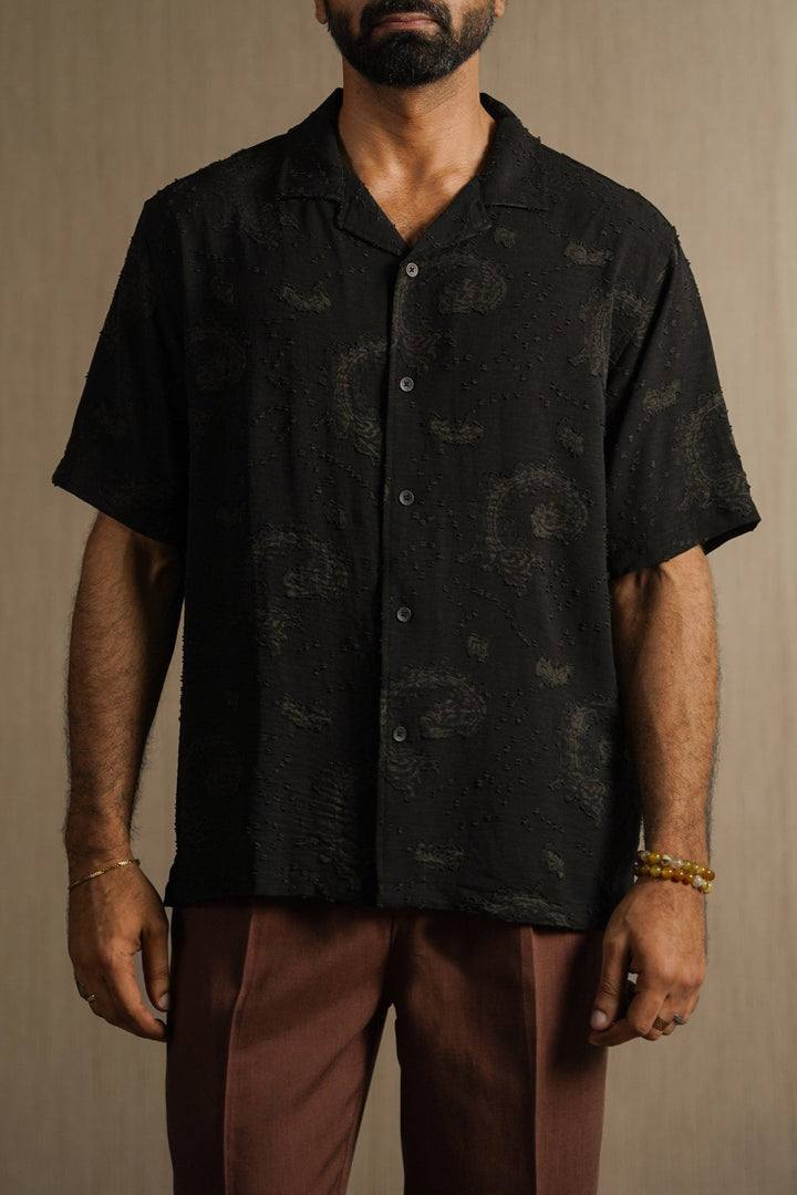 BLACK SHADOW TEXTURED SHIRT