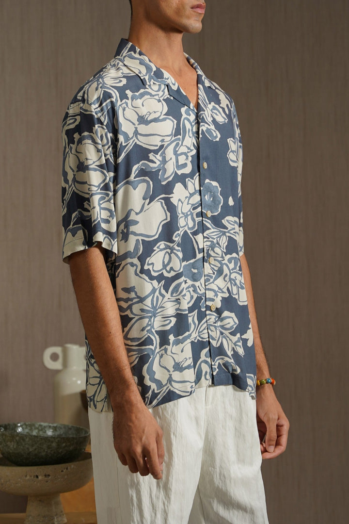 BLUE INK BLOOM SHIRT