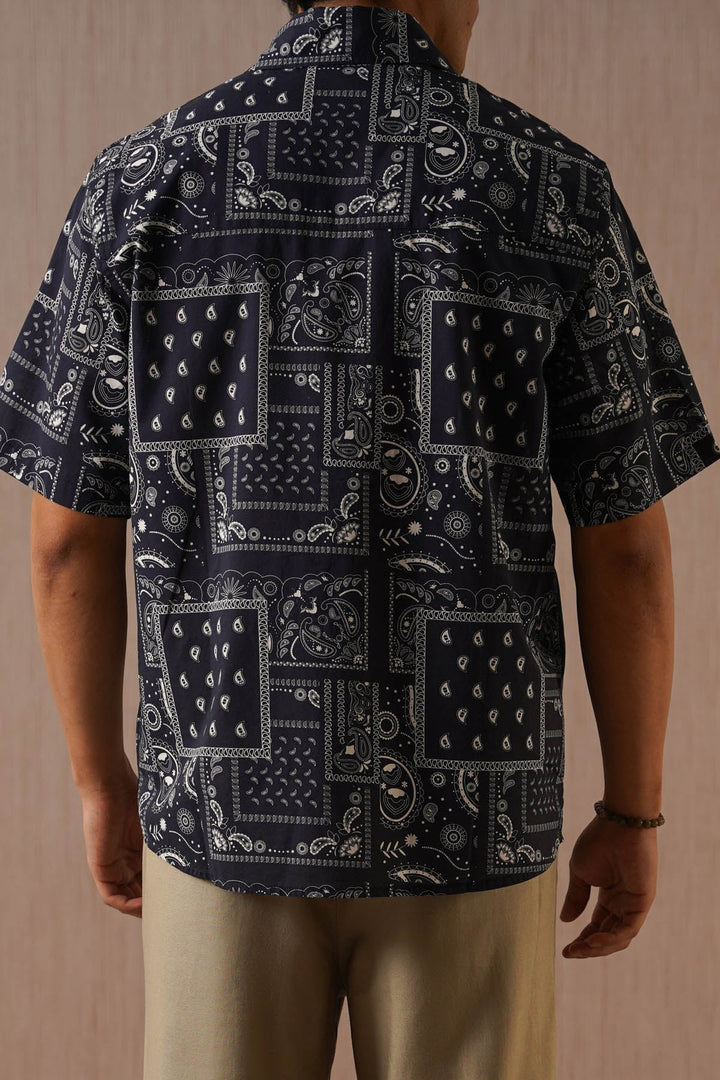 NAVY PAISLEY PRINTED SHIRT