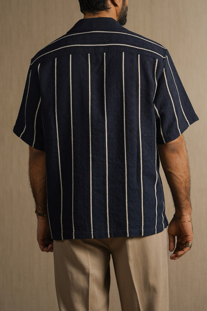 NAVY CONTRAST STRIPE SHIRT