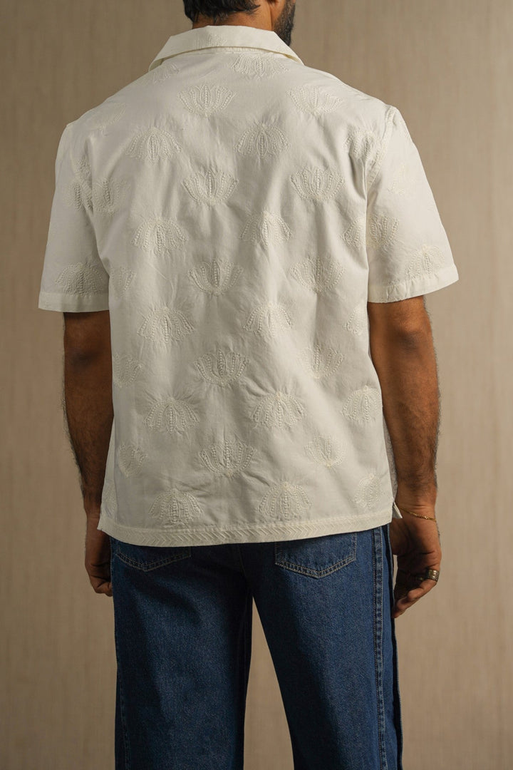 OFF WHITE LOTUS EMBROIDERED SAFARI