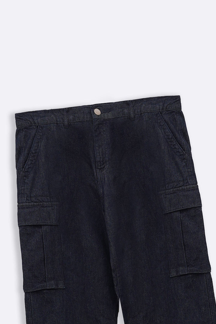 BLUE RELAXED CARGO JEANS