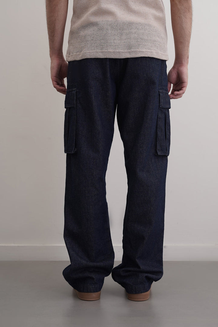BLUE RELAXED CARGO JEANS
