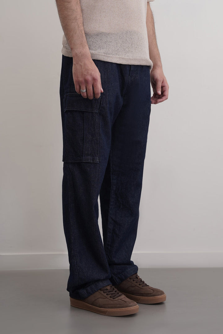 BLUE RELAXED CARGO JEANS