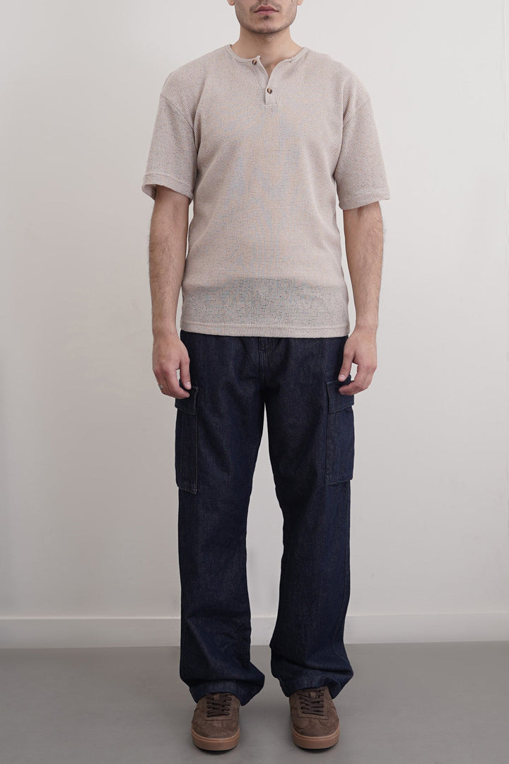 BLUE RELAXED CARGO JEANS