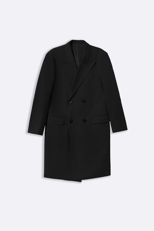 BLACK DOUBLE BREASTED OVERCOAT