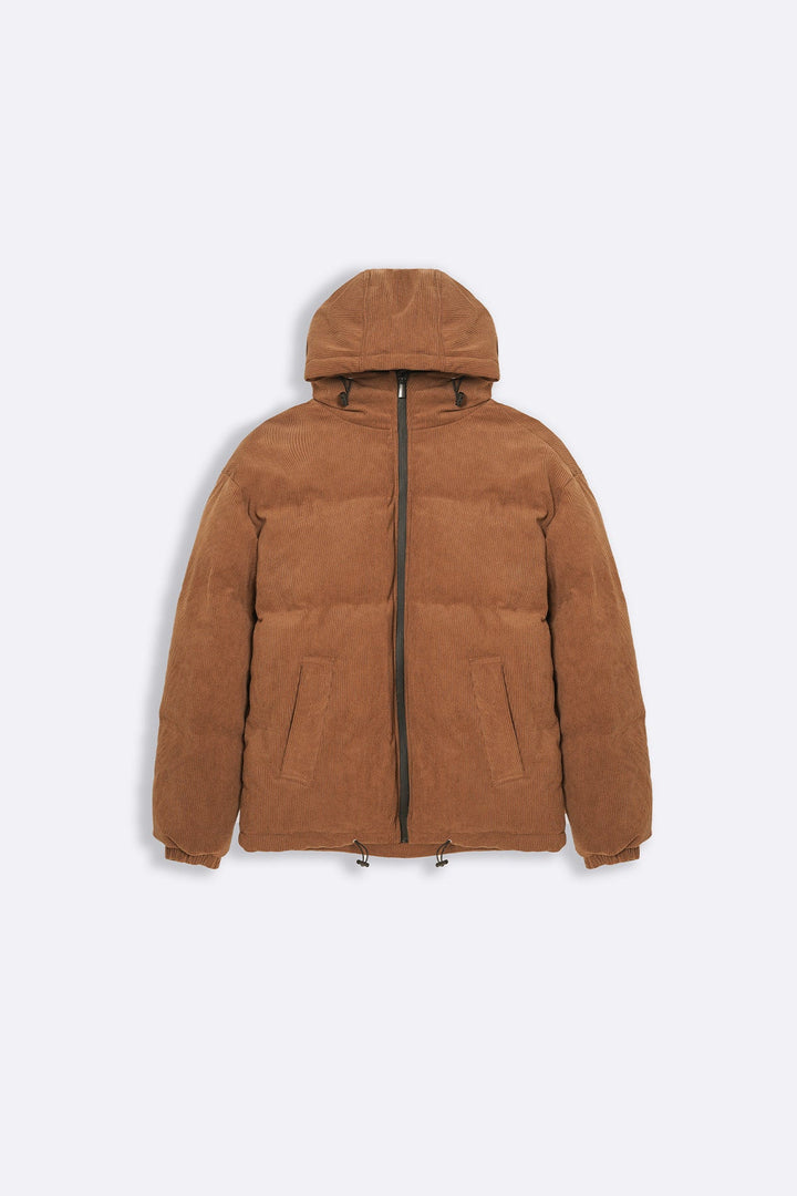 BROWN CORDUROY PUFFER JACKET