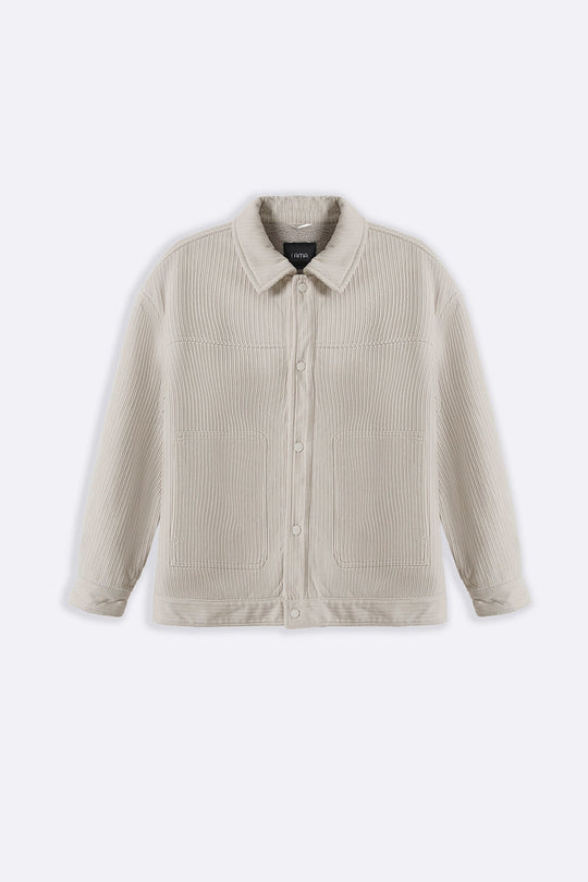 CREAM FUR-LINED CORDUROY JACKET