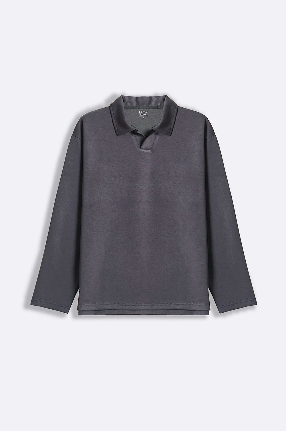 CHARCOAL LONG SLEEVE POLO
