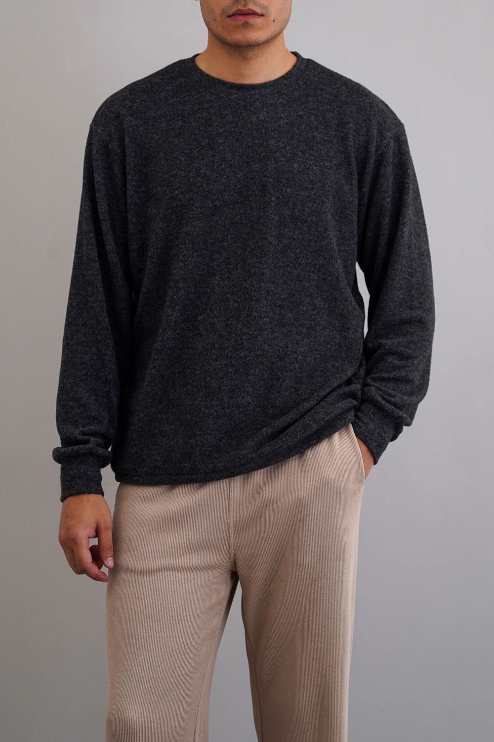 CHARCOAL BASIC SWEATSHIRTS