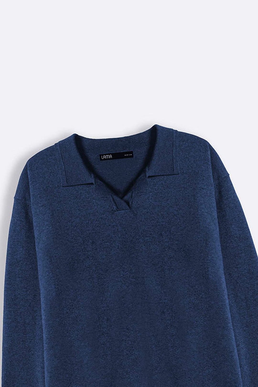 BLUE SOFT KNITTED POLO JUMPER