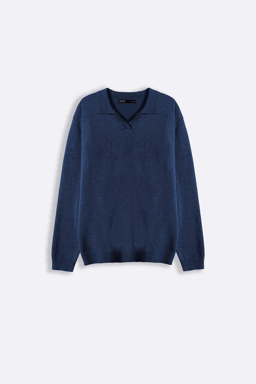BLUE SOFT KNITTED POLO JUMPER