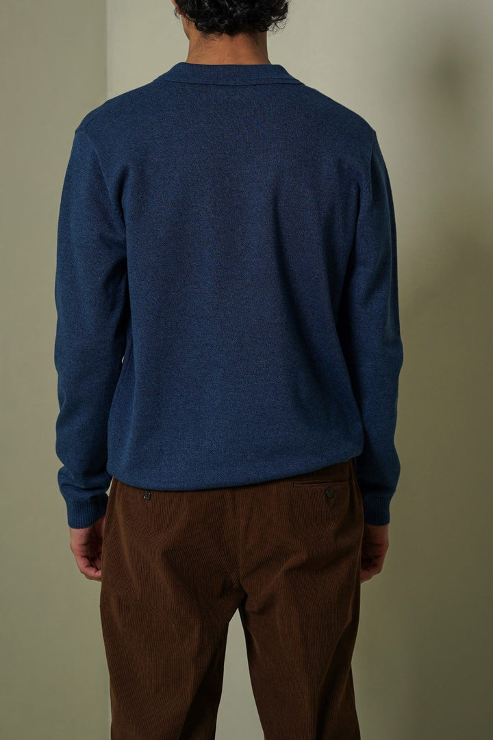 BLUE SOFT KNITTED POLO JUMPER