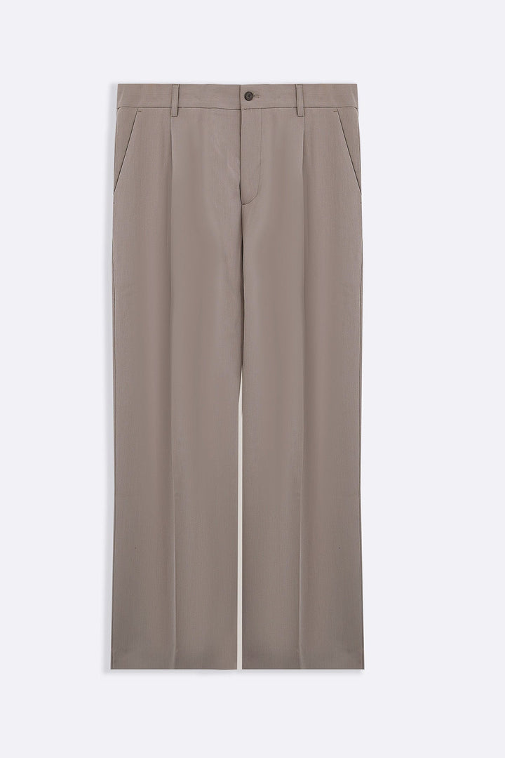 BEIGE 3D PLEATED PANTS