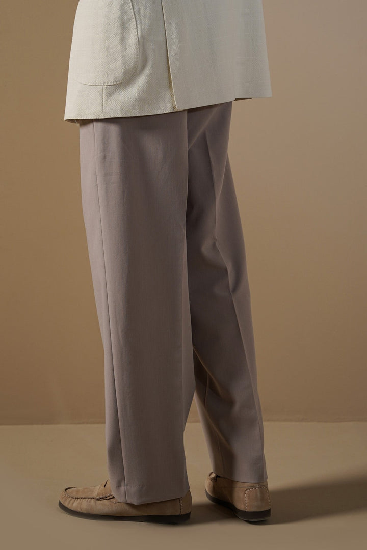 BEIGE 3D PLEATED PANTS