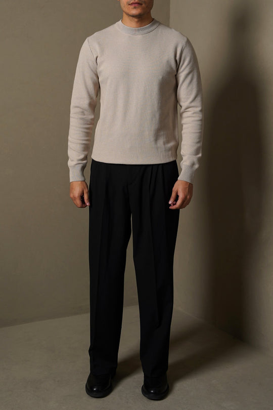 BLACK 3D PLEATED PANTS