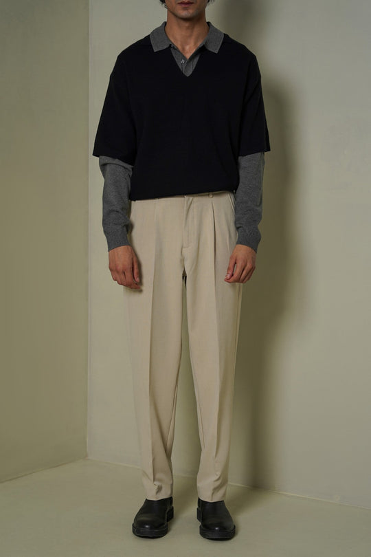 BEIGE TAILORED EASY PANTS