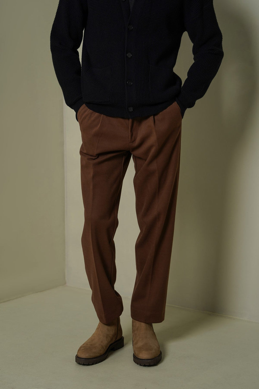 BROWN TAILORED WOOLEN PANTS