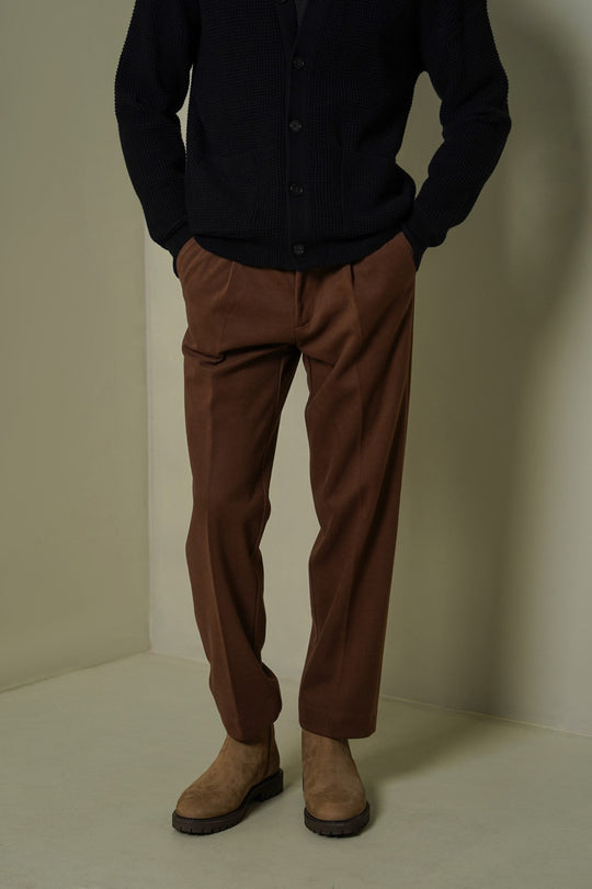 BROWN TAILORED WOOLEN PANTS