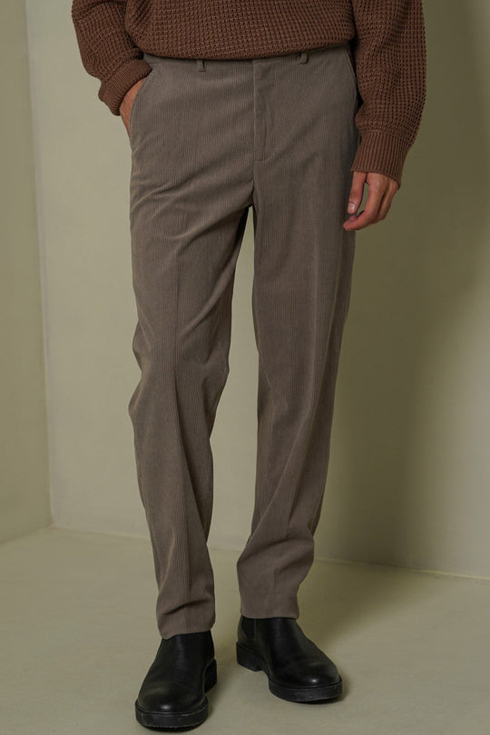 GREY SLIMFIT CORDUROY PANTS