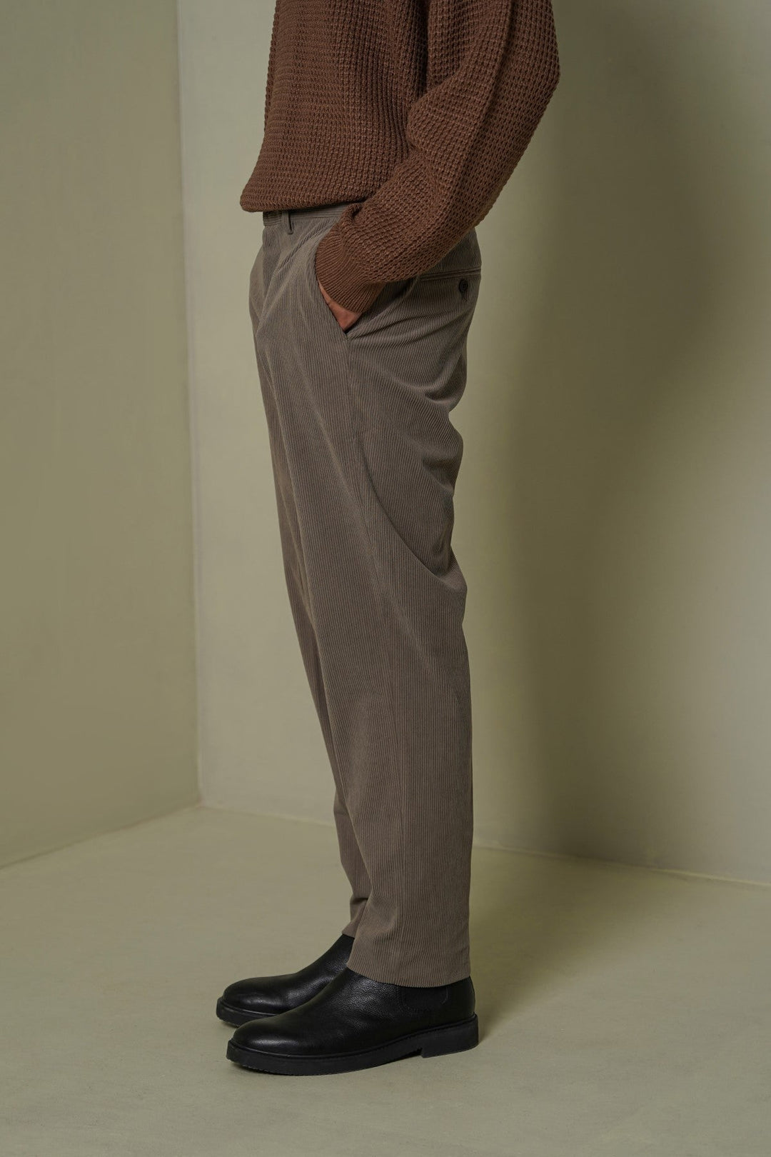 GREY SLIMFIT CORDUROY PANTS