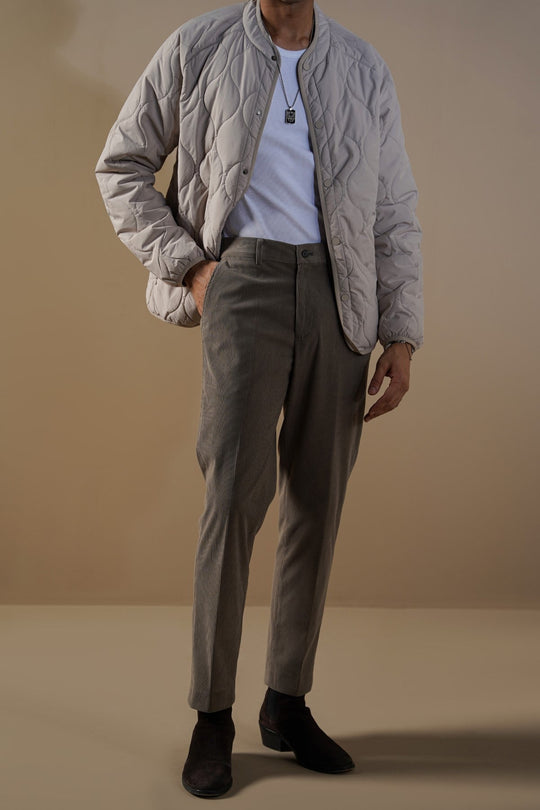 GREY SLIMFIT CORDUROY PANTS