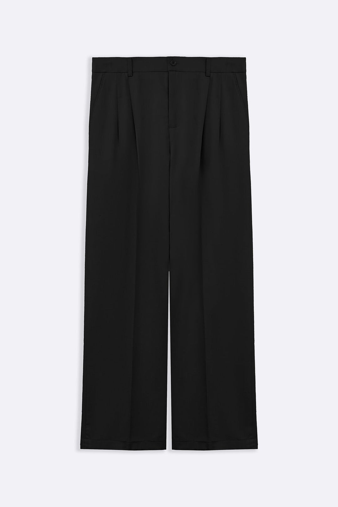 BLACK DOUBLE PLEAT TAILORED PANTS
