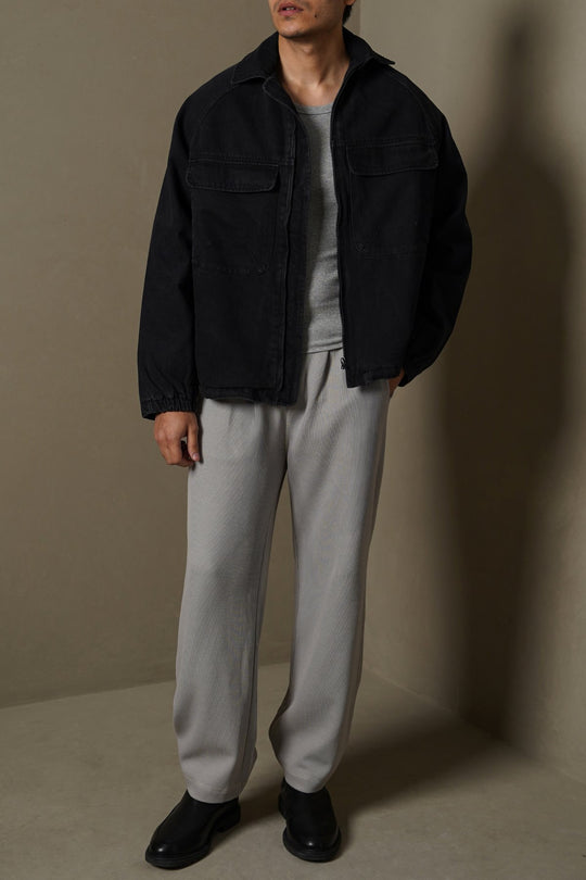 LIGHT GREY KNITTED LOOSE PANTS