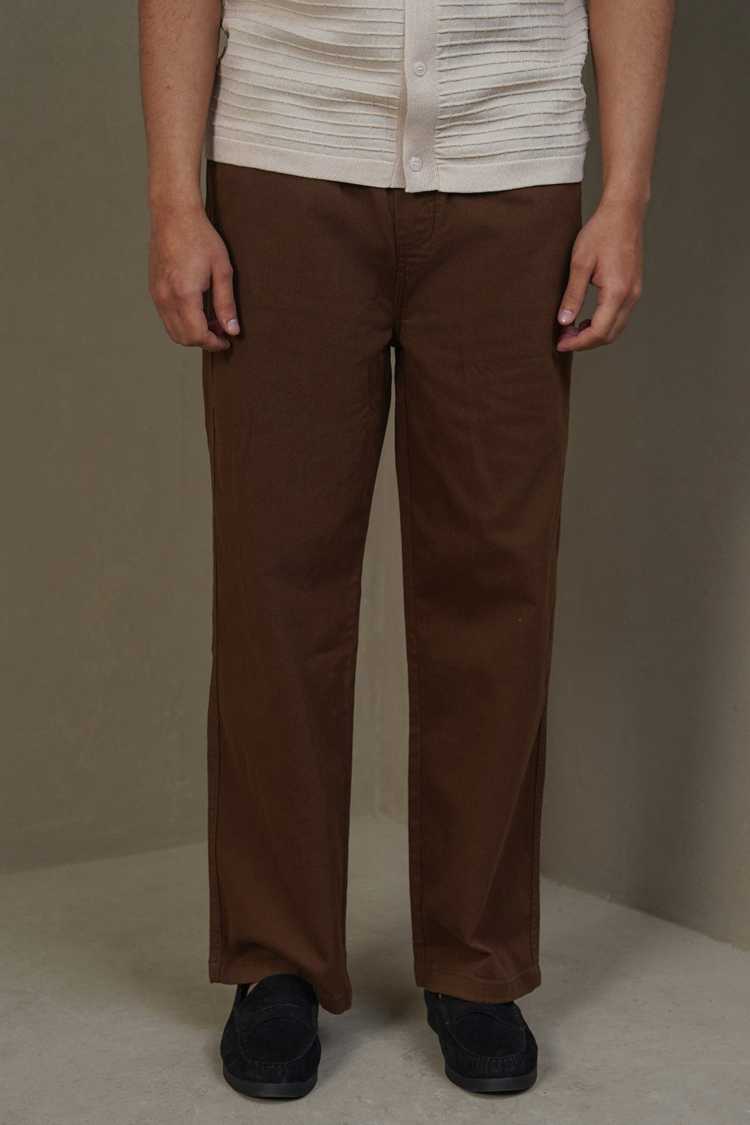 BROWN RELAXED TWILL PANTS