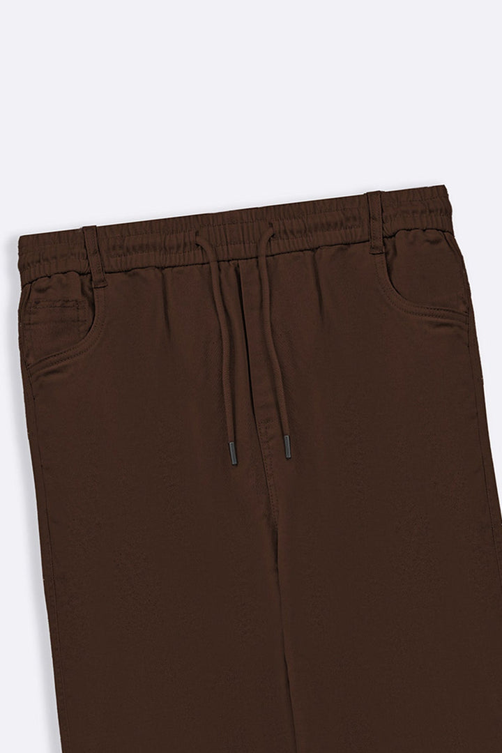BROWN RELAXED TWILL PANTS