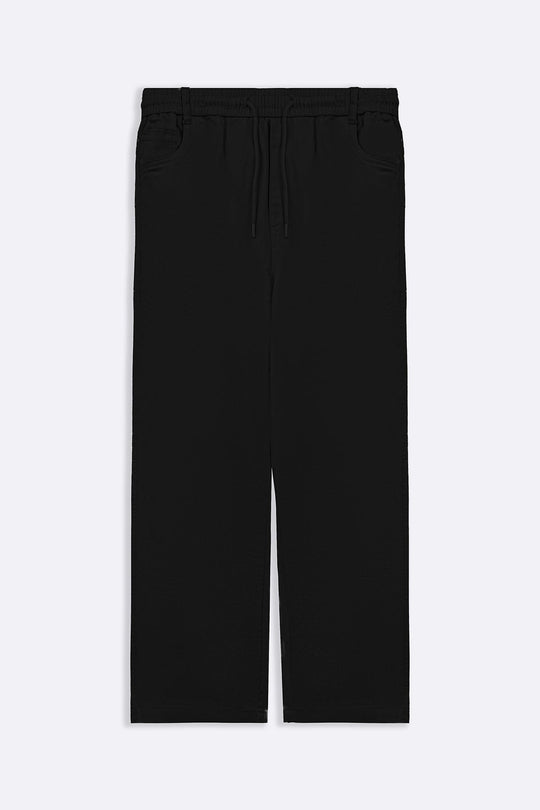 BLACK RELAXED TWILL PANTS