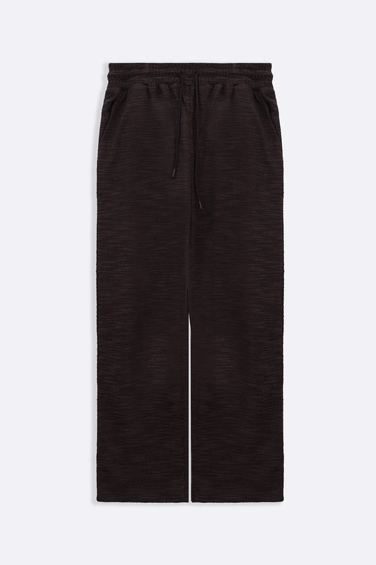 DARK BROWN BOUCLE TROUSERS