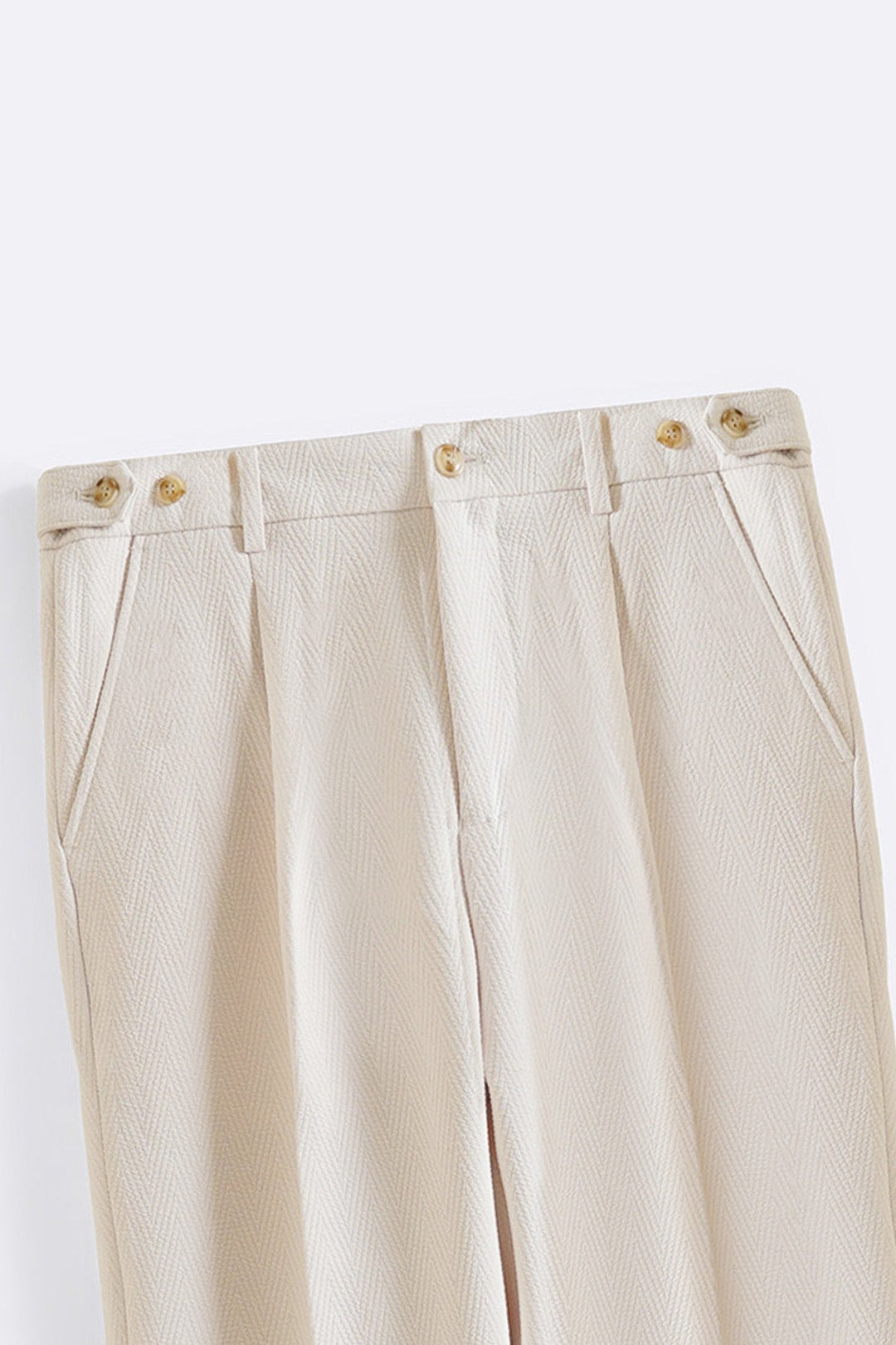 OFF WHITE TEXTURED ADJUSTABLE PANTS