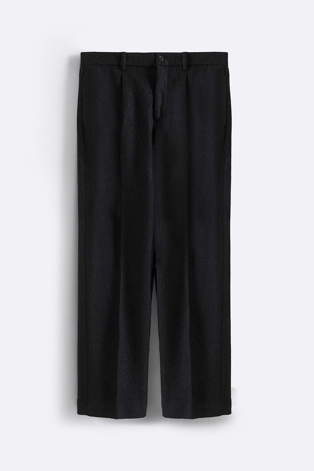 BLACK WOOL-BLEND DAILY PANTS