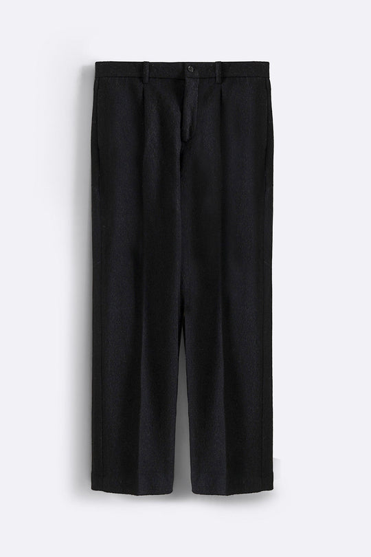 BLACK WOOL-BLEND DAILY PANTS