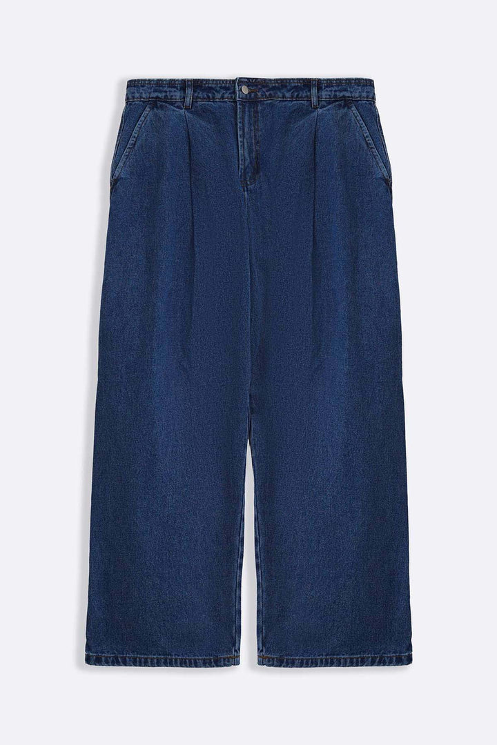 BLUE 3D PLEAT DENIM PANTS