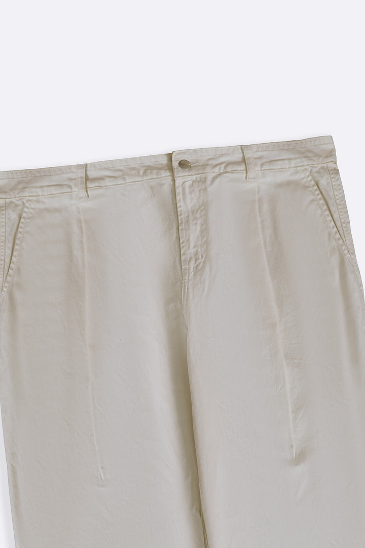 ECRU 3D PLEAT DENIM PANTS