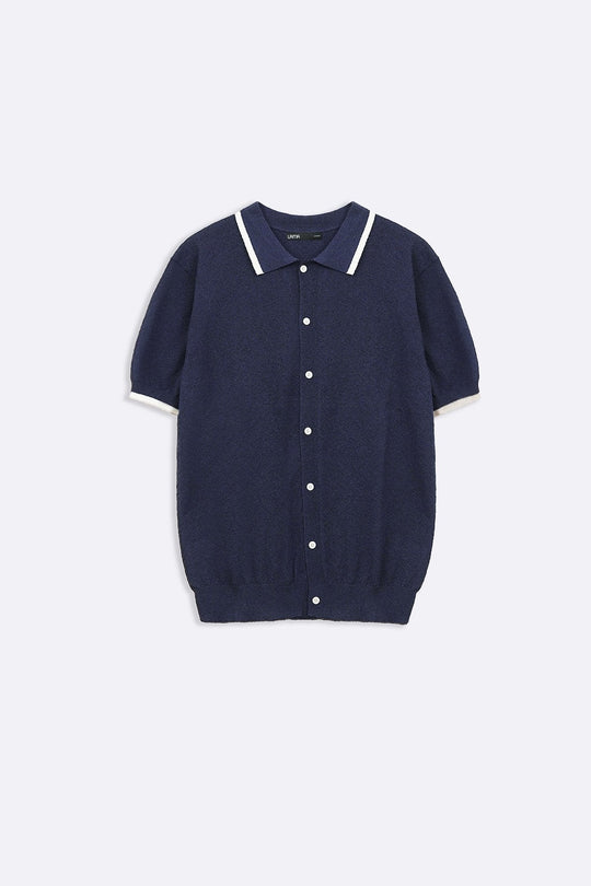NAVY CLUB POLO CARDIGAN