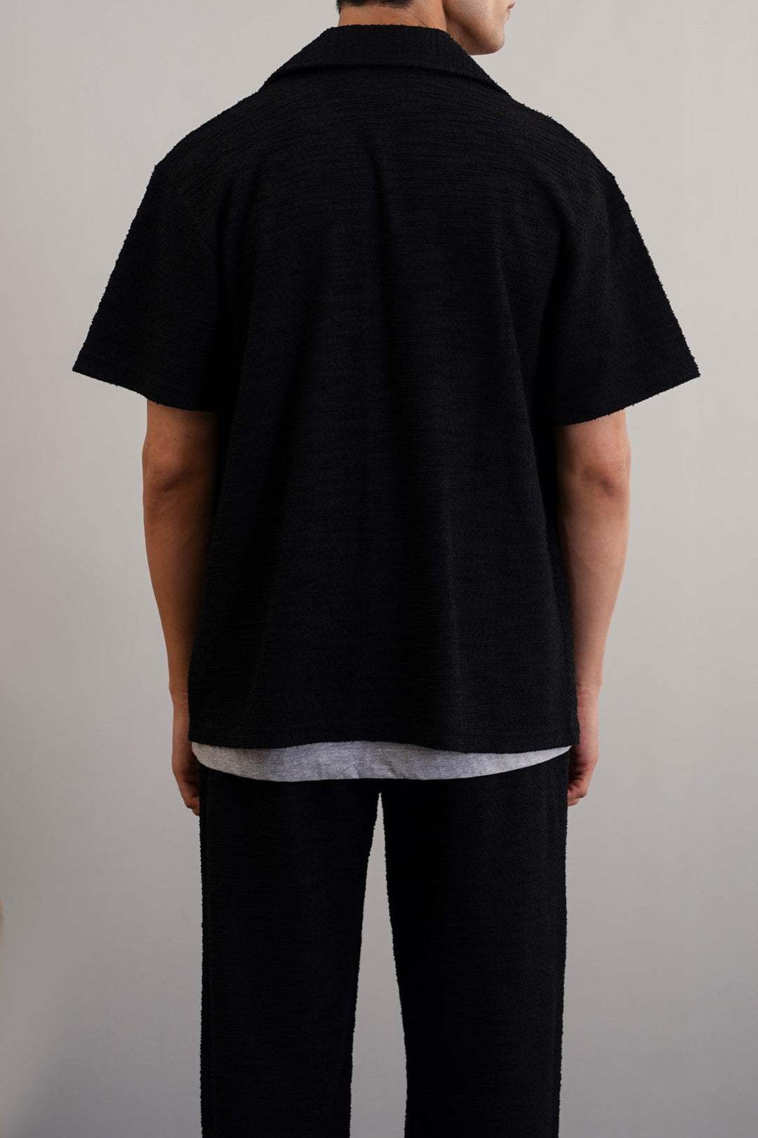 BLACK BOUCLE SAFARI SHIRT